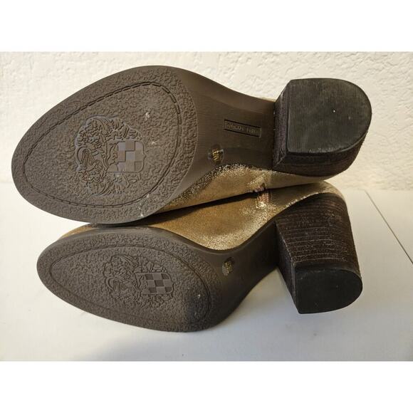 NEW! VINCE CAMUTO Hammerton Golden Rugged Metal Leather Ankle Booties Size 7M - Picture 8 of 10